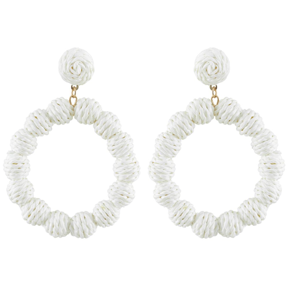 Handcrafted White Thread Ball Drop & Dangler Earrings image 4