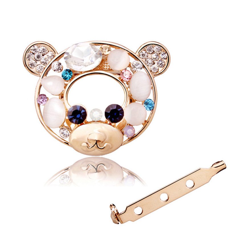 Gold-Plated Crystal Teddy Bear Brooch image 3
