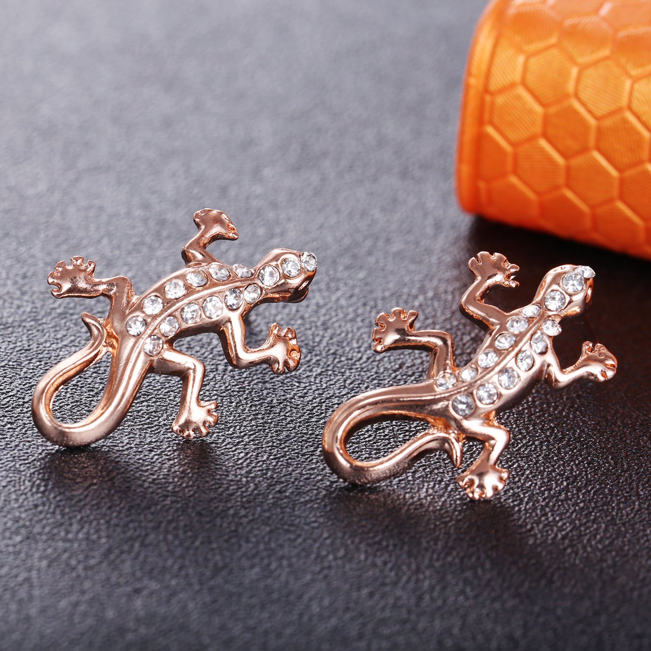 Gold-Plated Crystal Lizard Earrings image 0
