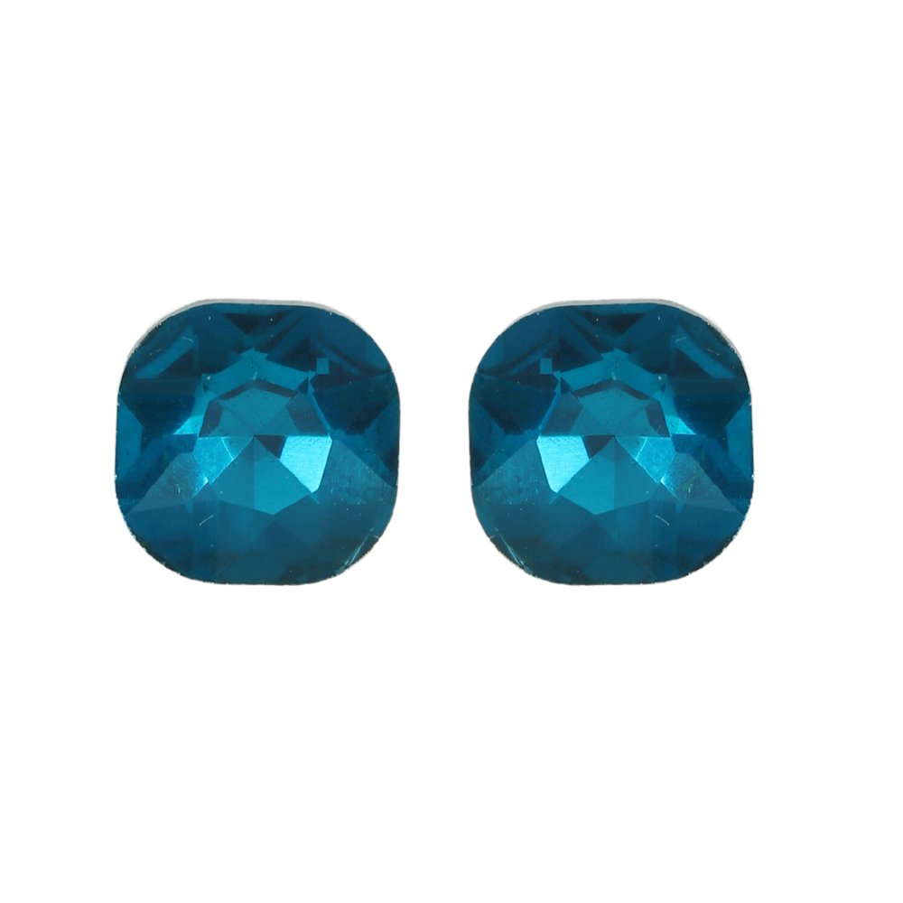 Gold-Plated Blue Crystal Stud Earrings image 3