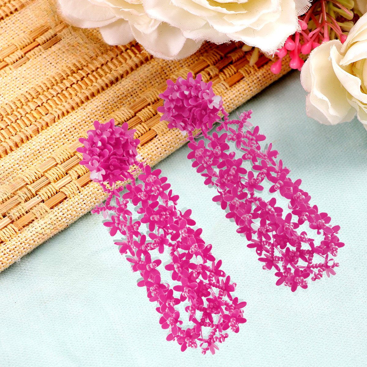 Purple Floral Classic Tasselled Drop Earrings image 1