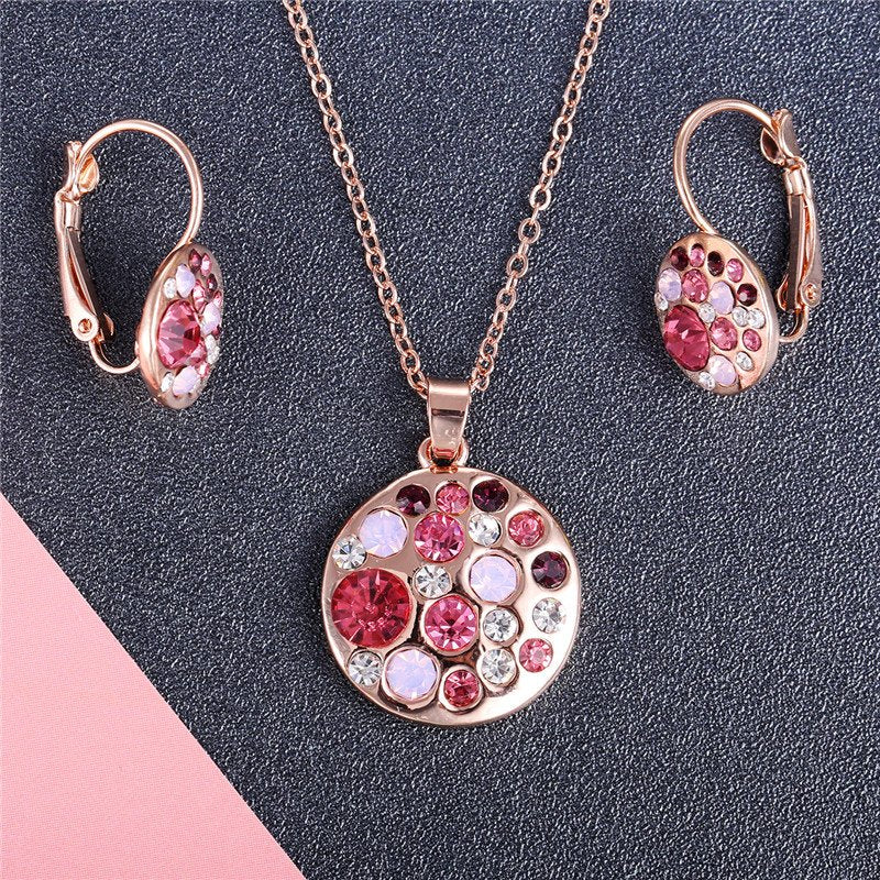 Gold-Plated Multicolor Stone Pendant Jewellery Set image 1