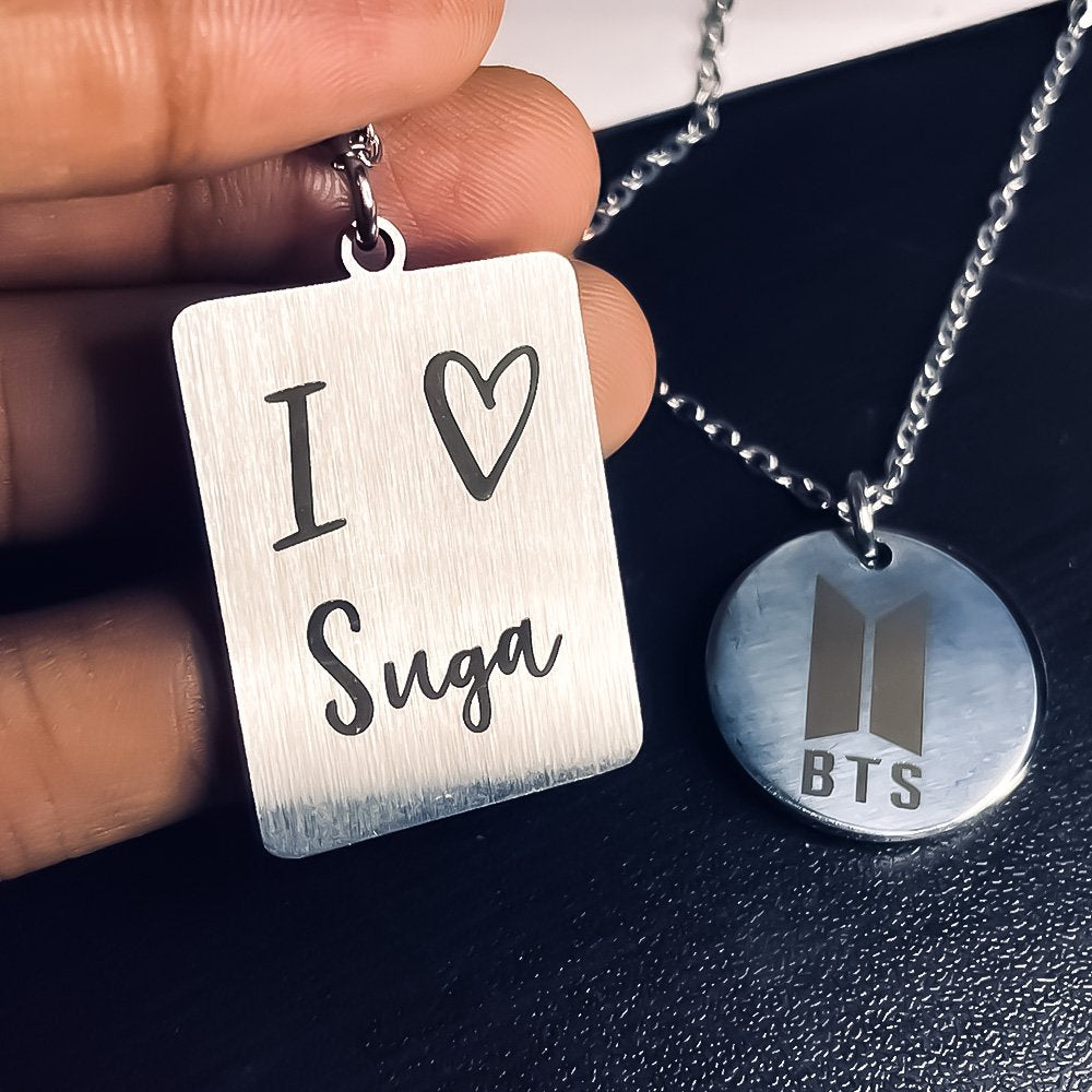 Silver-Plated Sugar Engraved Love Pendant Chain Necklace For Men/Women image 0