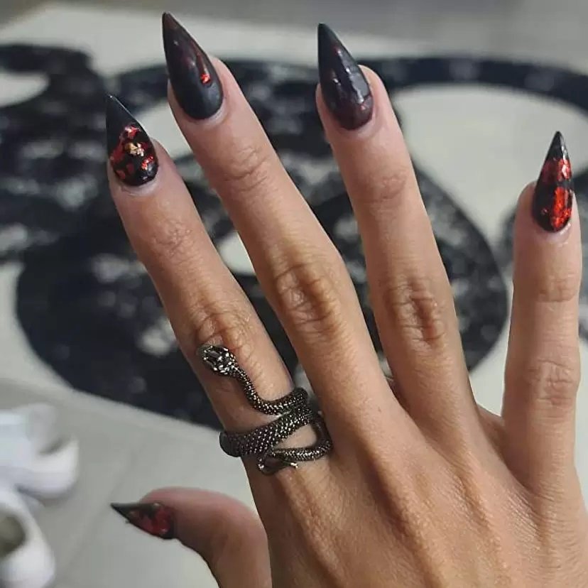 Adjustable Black Snake Finger Ring image 2