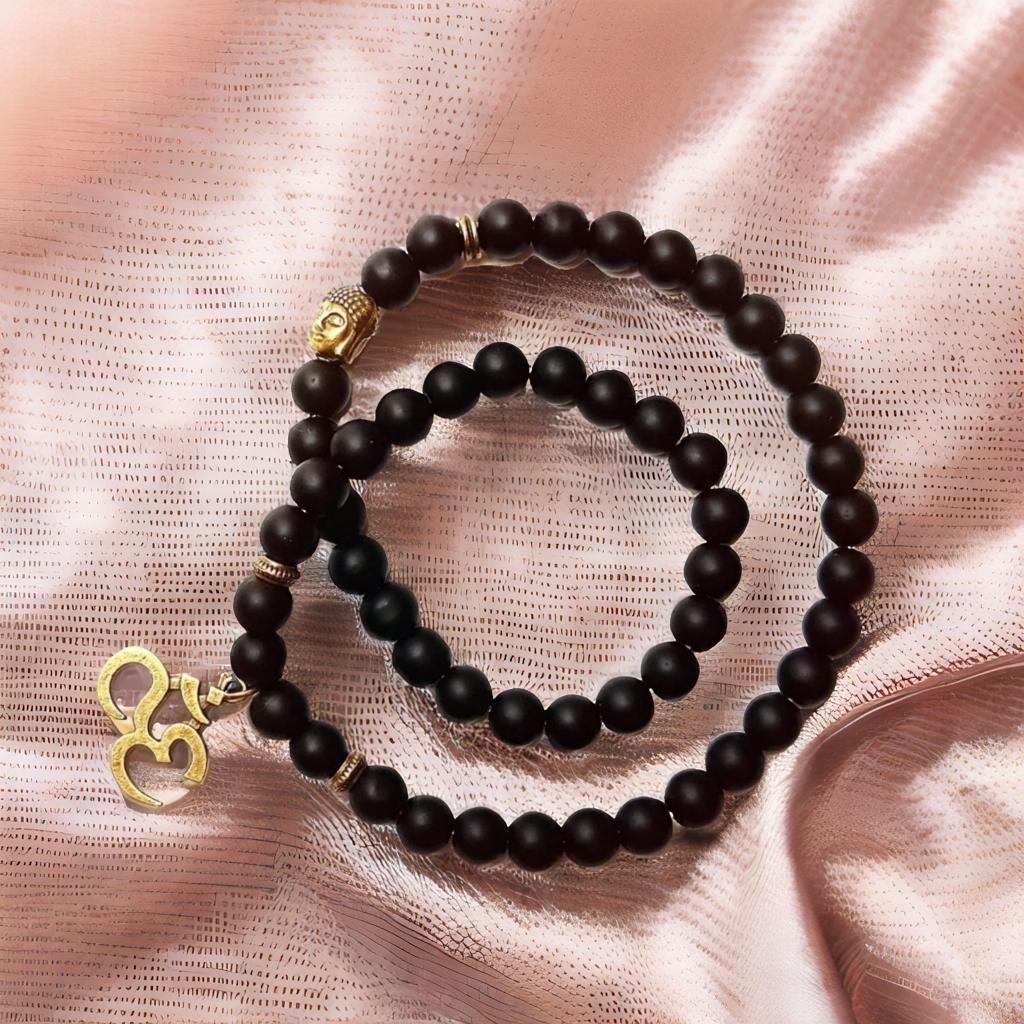 OM Buddha Single Long Onyx Bracelet for Men & Women image 6