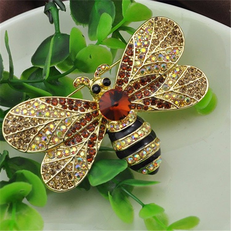 Multicolor Crystal Honey Bee Brooch image 0