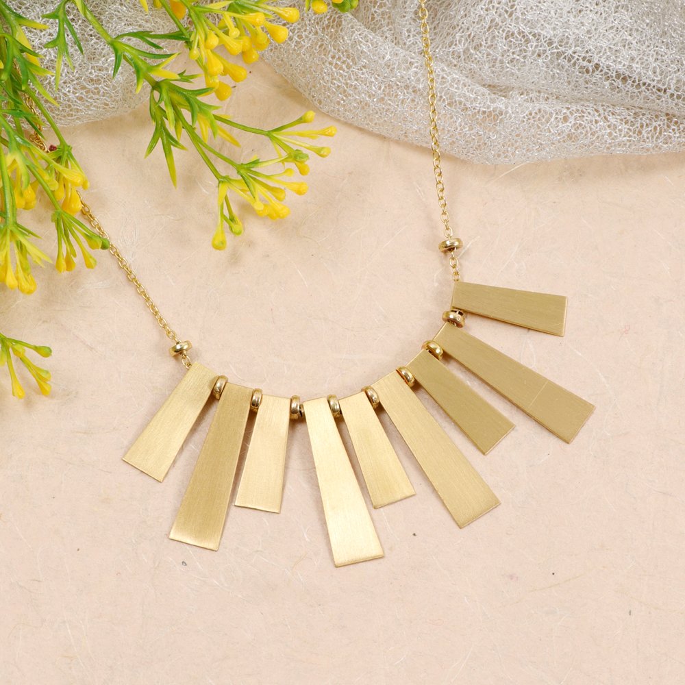 Demi-Fine Anti-Tarnish Statement Jewelry Waterproof Gold Bib Necklace image 3