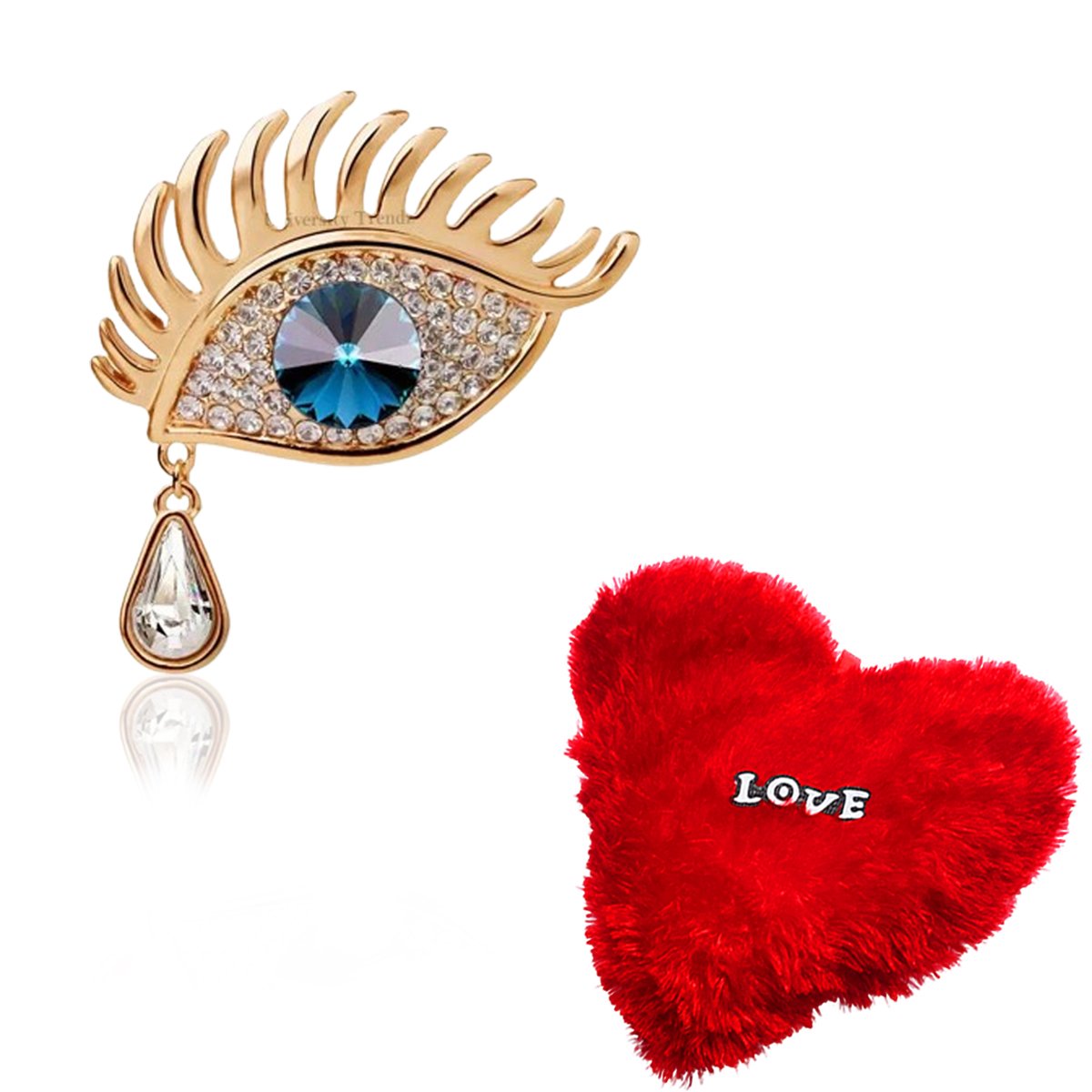 Valentine's Day Combo Set Evil Eye Brooch with Heart Pillow image 1