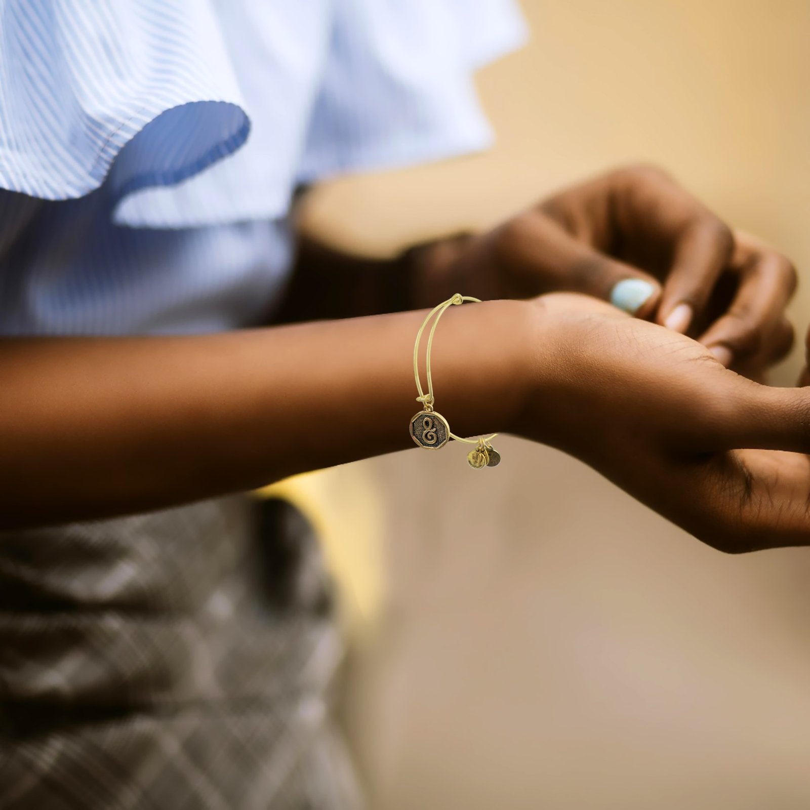 Gold Plated Letter S Energy Bracelet image 2