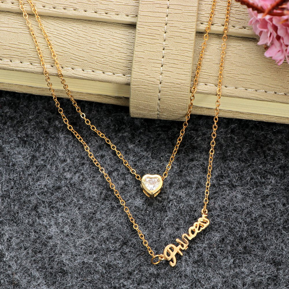Gold-Plated Princess Name Letter Pendant Chain Necklace image 0