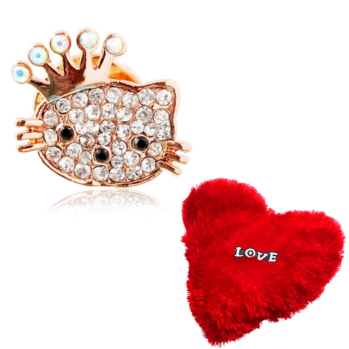Valentine's Day Combo Set Cat Brooch with Heart Pillow image 1