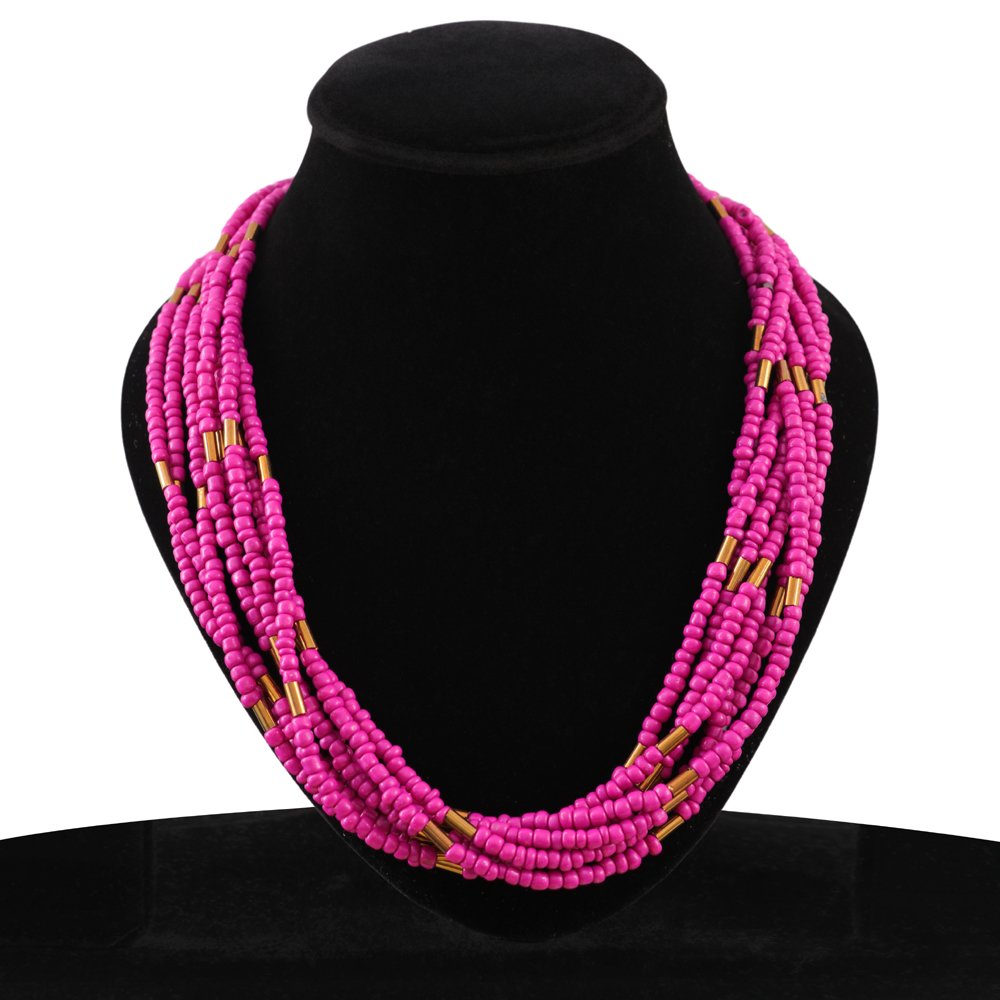 Pink Beaded Layered Necklace image 1