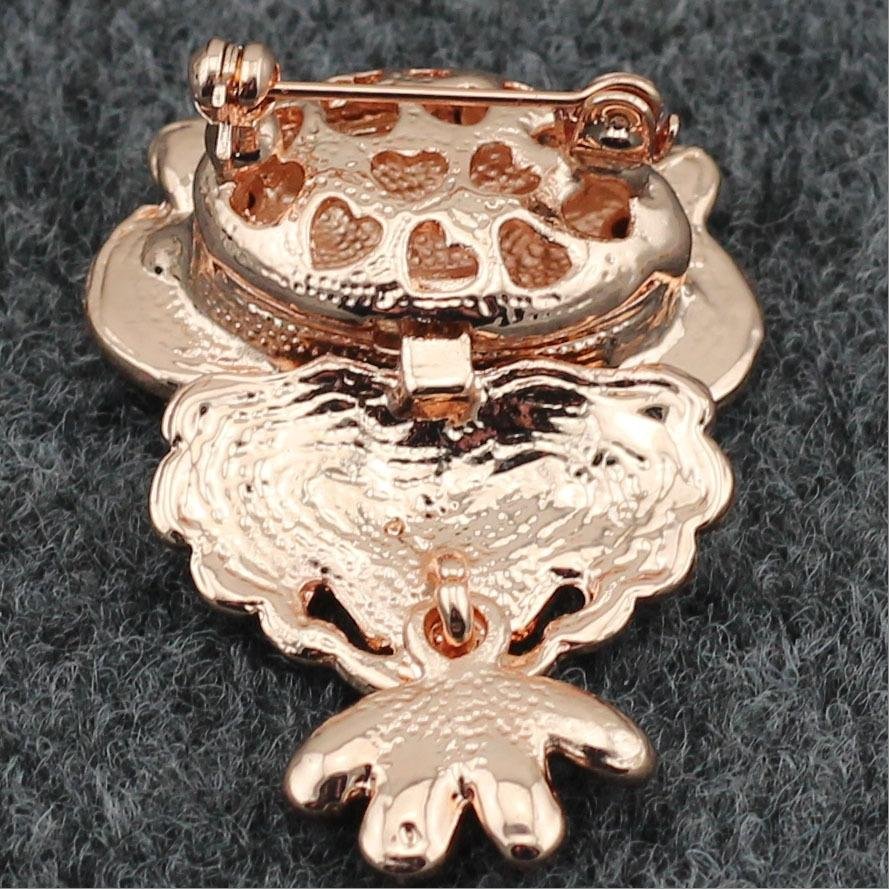 Gold-Tone Green-Eyed Crystal Owl Brooch image 4