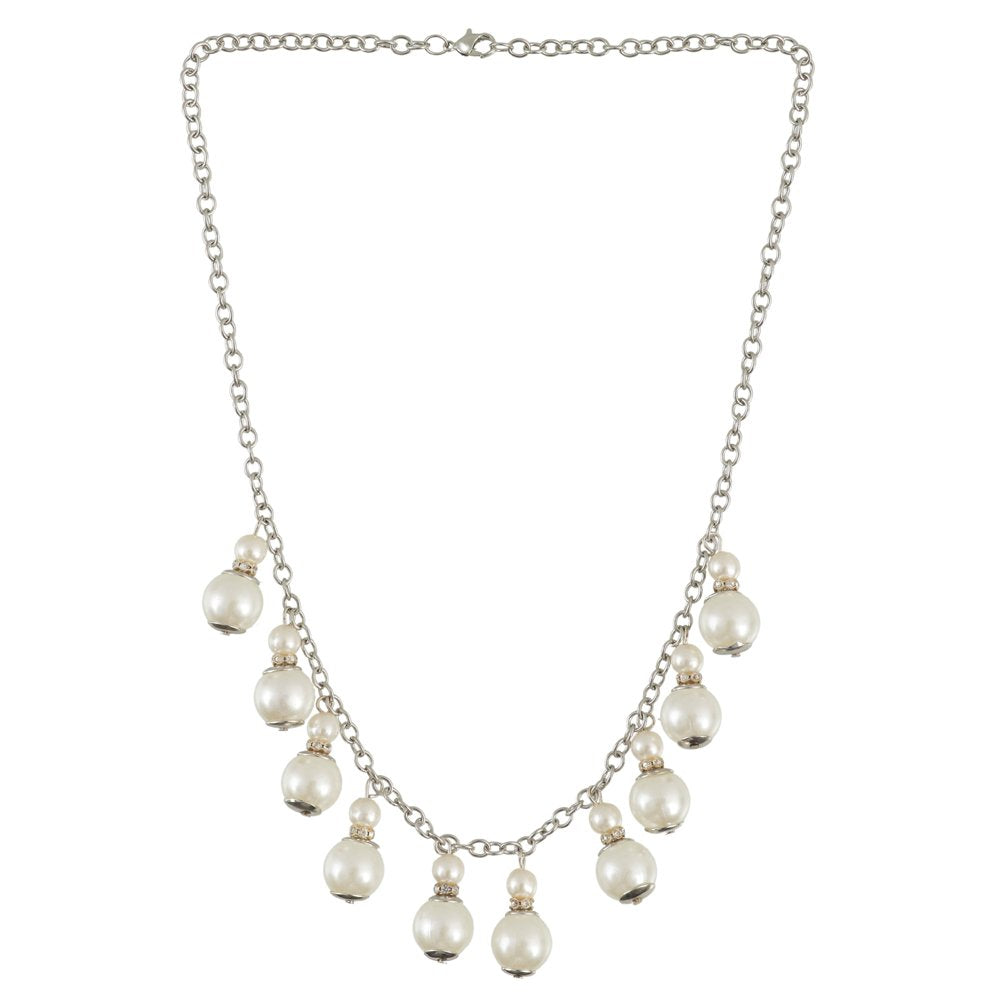 Silver-Plated White Pearl Necklace image 3