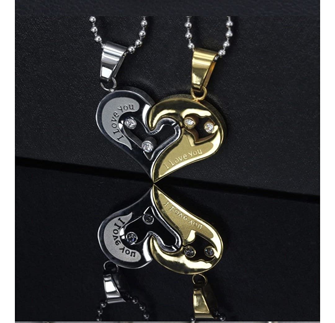 Love You Silver and Golden Pendants Set image 3