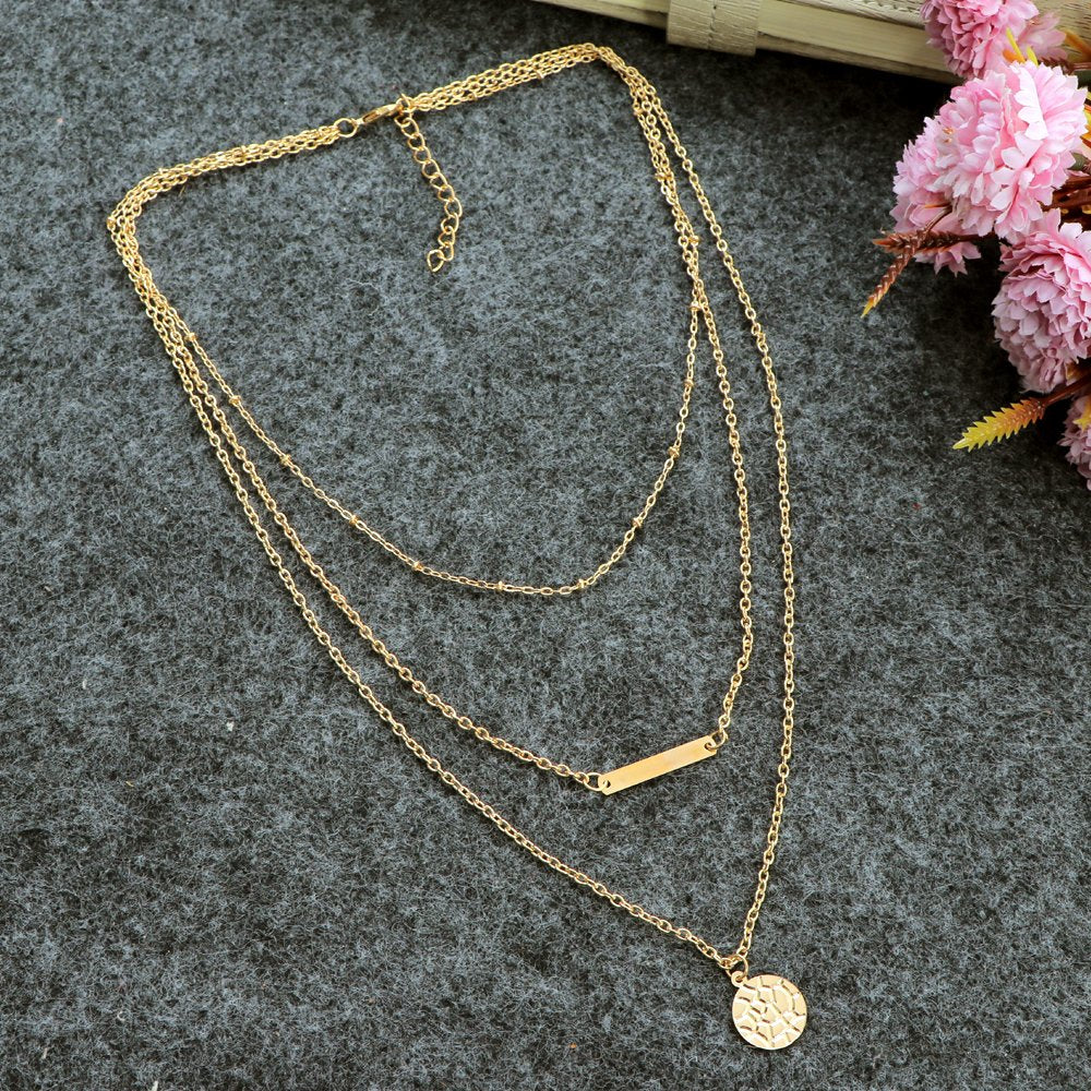 Gold-Plated Multilayer Coin Pendant Necklace image 0