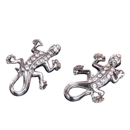 Silver-Plated Crystal Lizard Earrings image 2