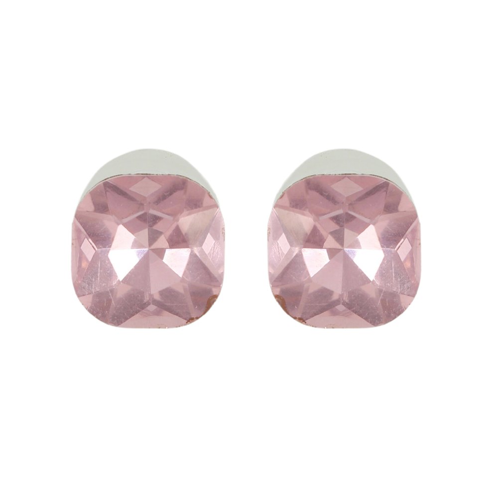 Gold-Plated Pink Crystal Stud Earrings image 2