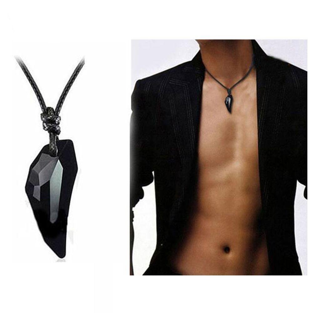Stylish Black Stone Thread Drawstring Pendant Necklace for Men/Women image 1