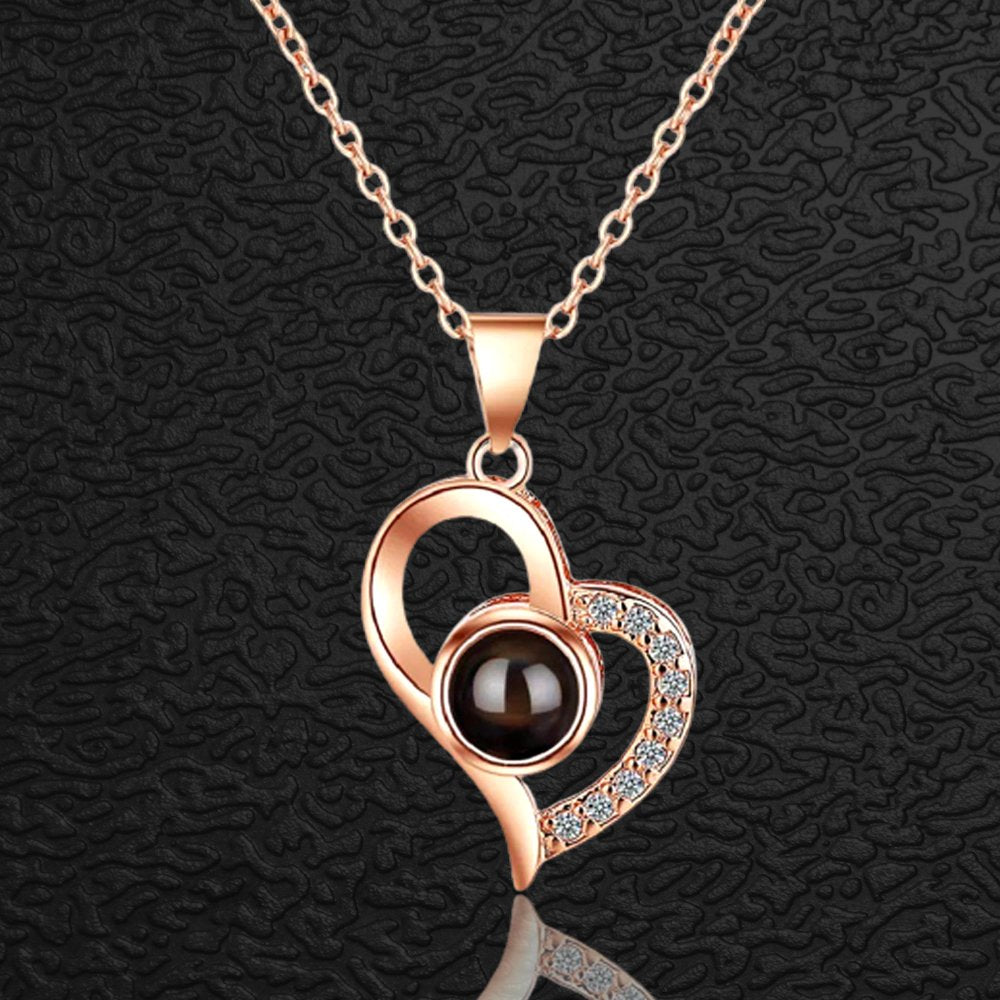 Gold-Plated 'I Love You in 100 Languages' Heart Necklace for Women and Girls image 1