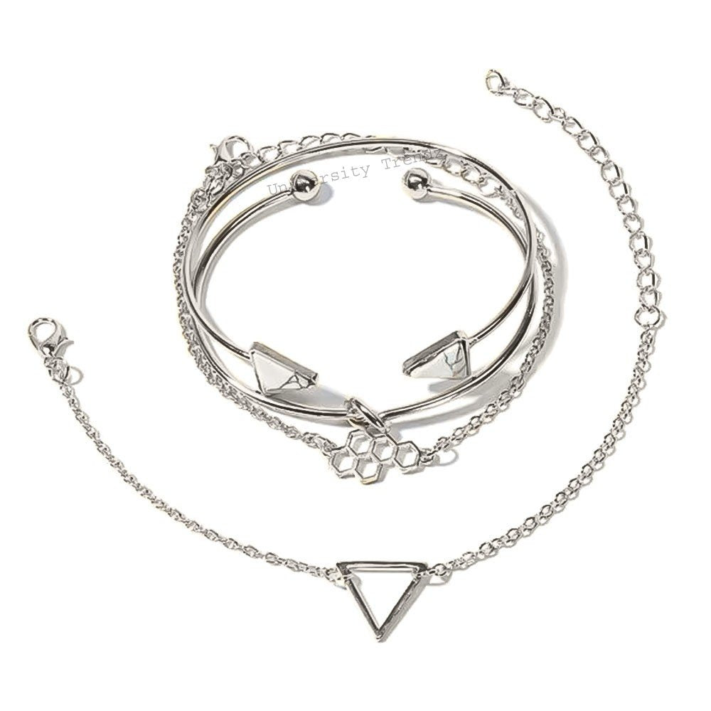 Multi Layered Korean Bracelet (Silver) image 0