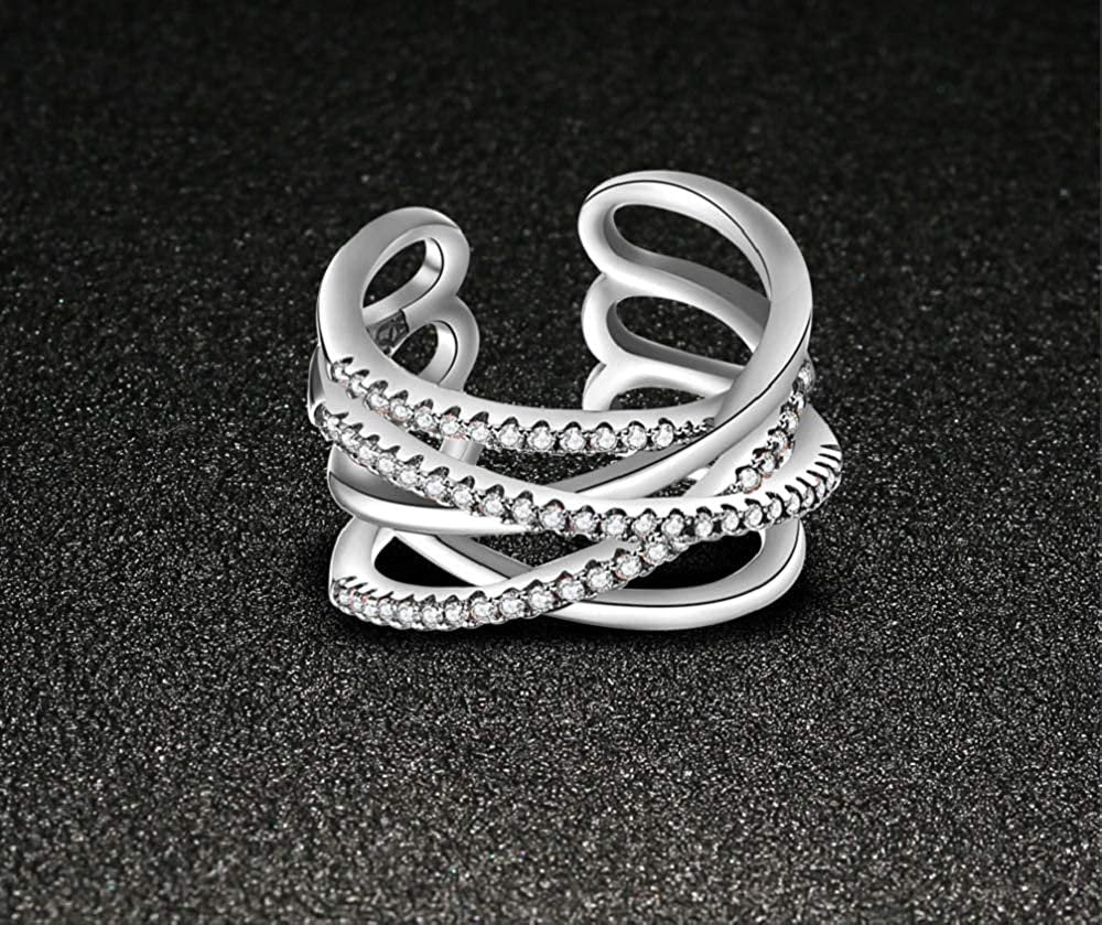 Dazzling Zig-Zag Crystal Wave Ring image 3