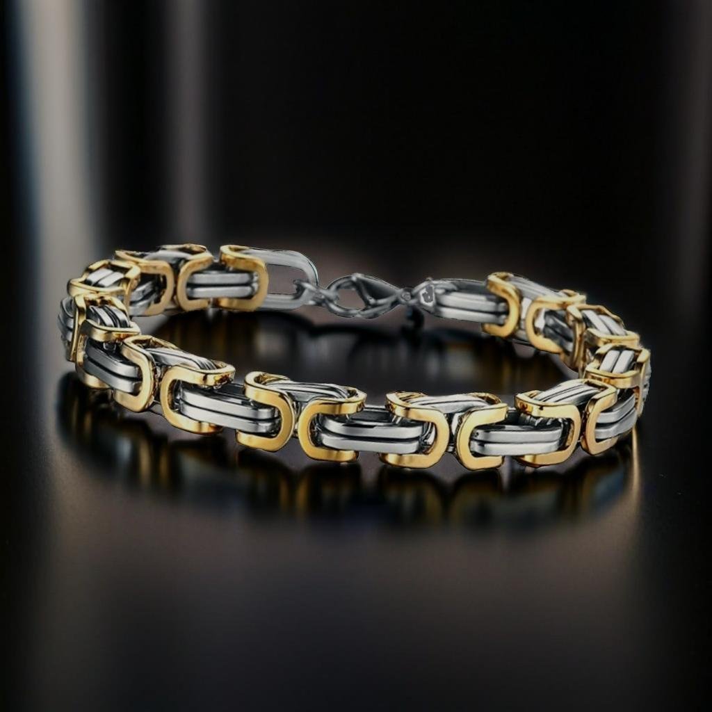 Stylish Dual-Tone Link Chain Bracelet for Men image 0