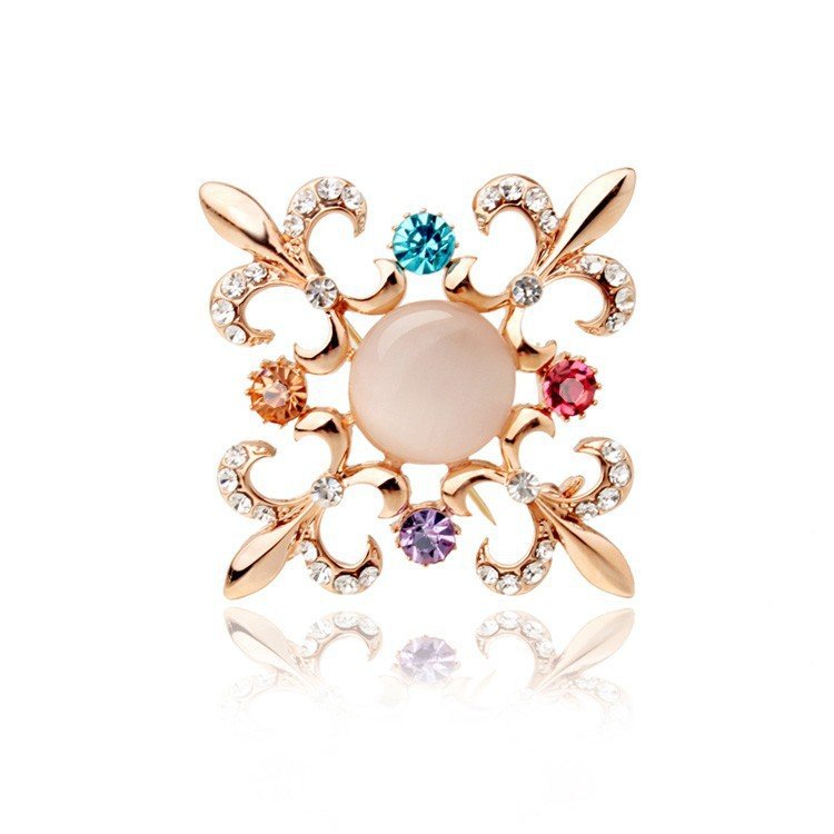 Gold-Tone Pearl Crystal Brooch image 3