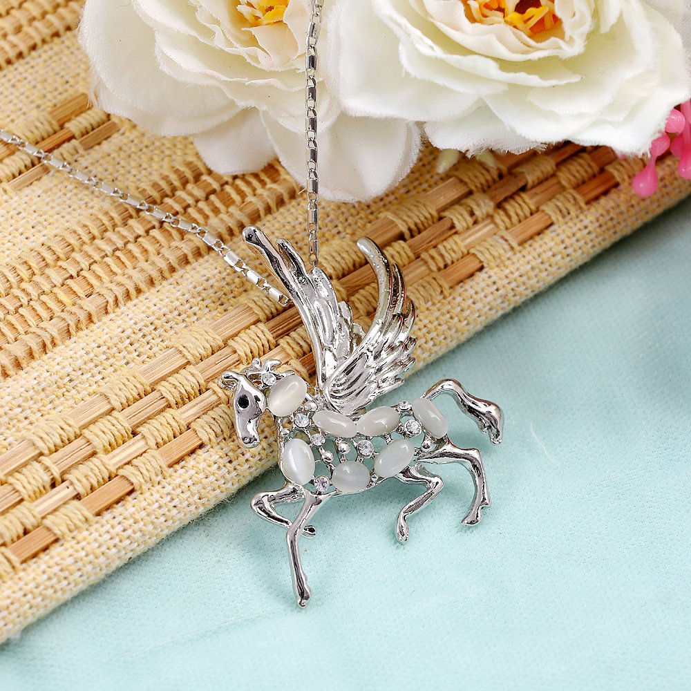 Sterling Silver Unicorn Fairy Horse Pendant Necklace image 1