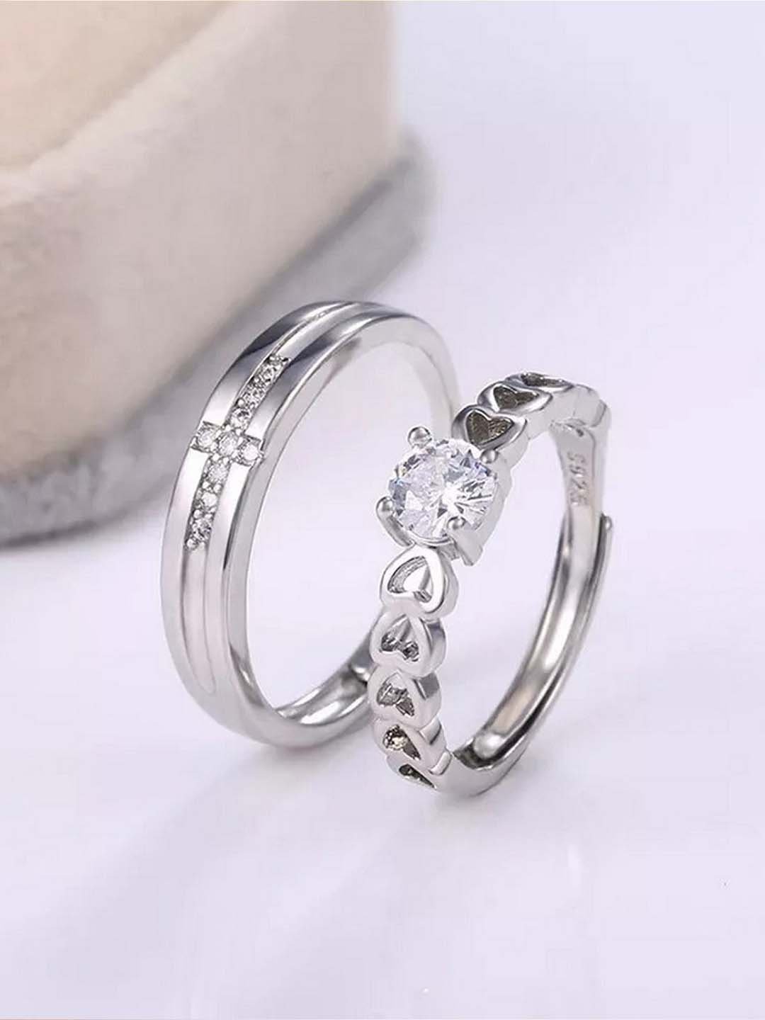 Stunning Silver-Plated Heart Crystal Ring image 0