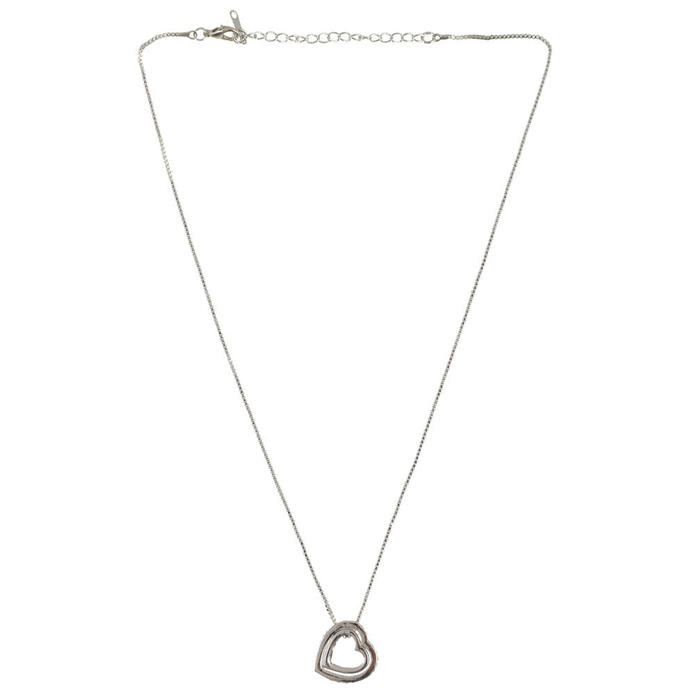 Double Silver-Plated Green Crystal Heart Pendant Necklace image 2