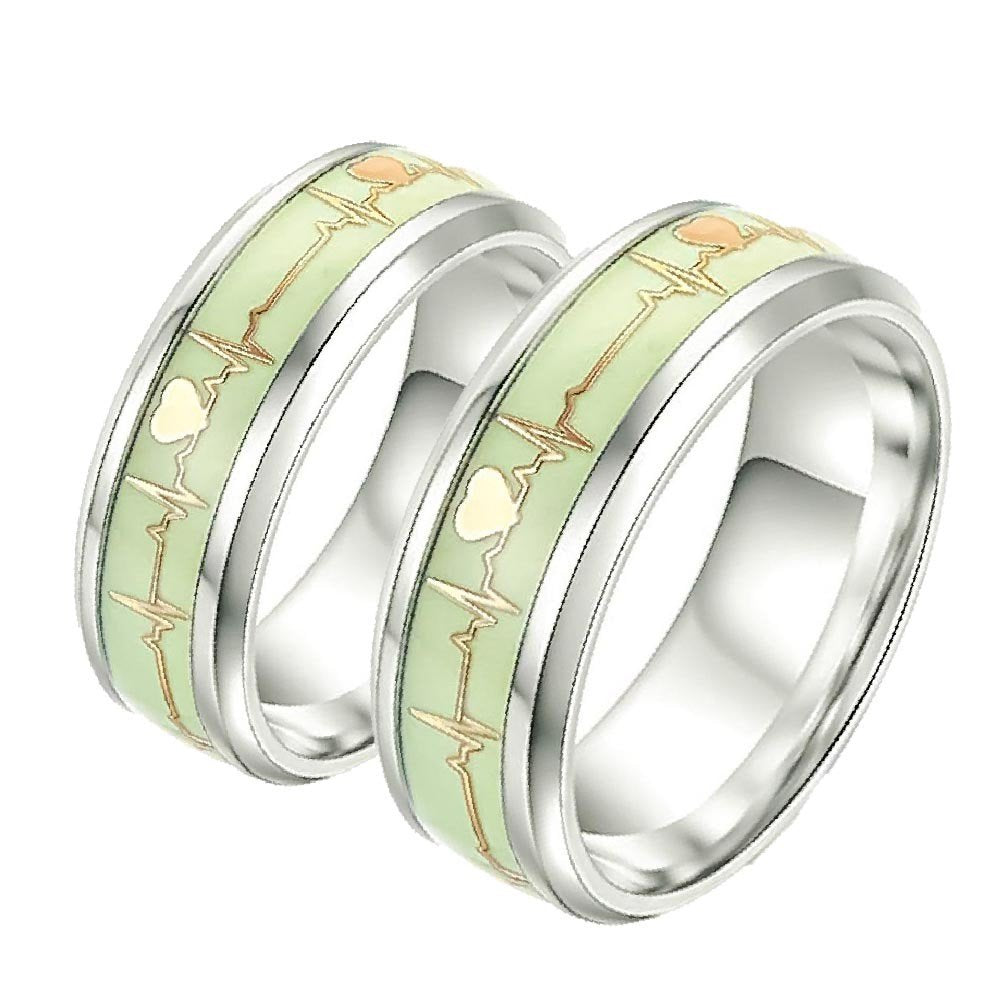 Silver-Plated Heartbeat Ring Combo with Glow Effect image 2