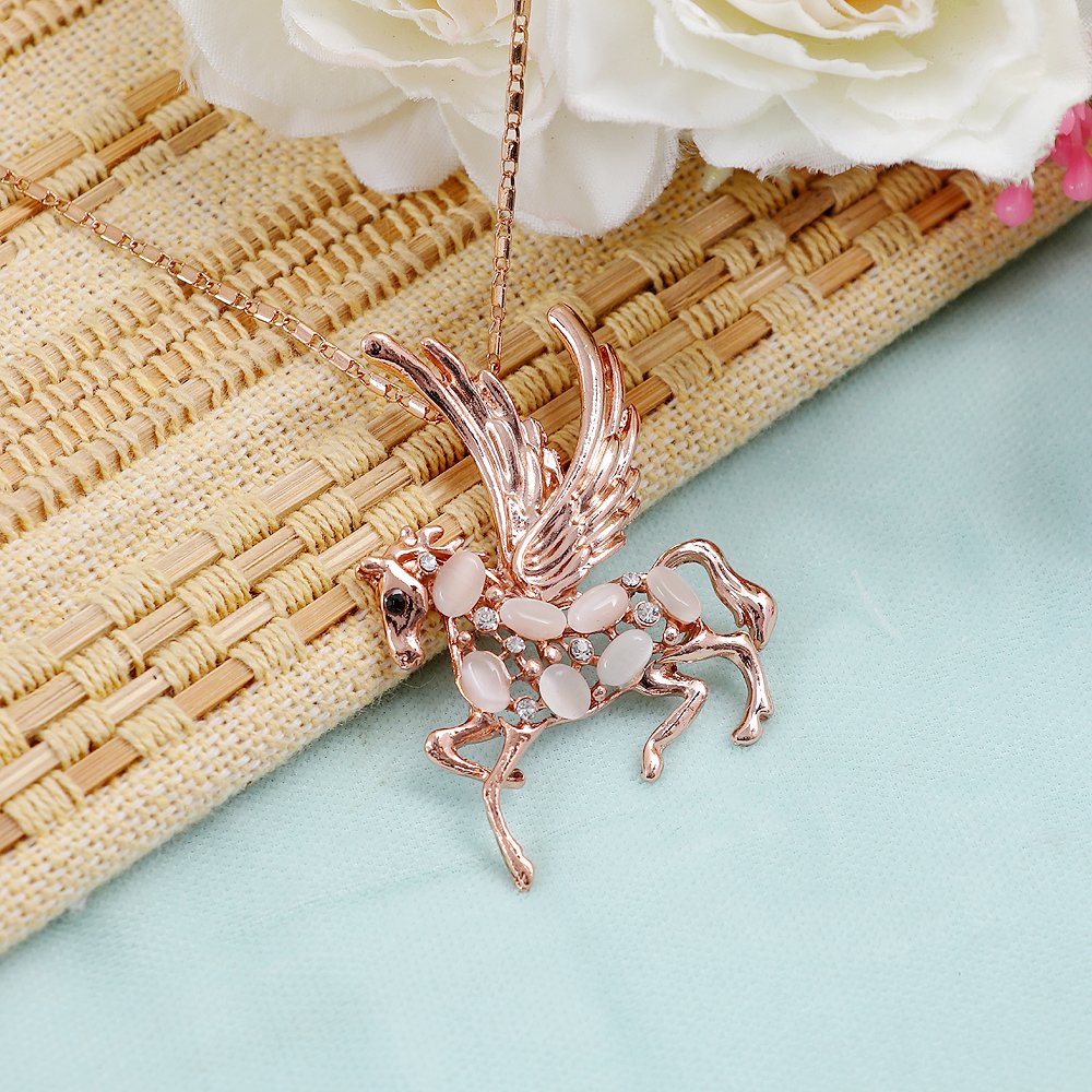 Sterling Gold-Plated Unicorn Fairy Horse Pendant Necklace image 1