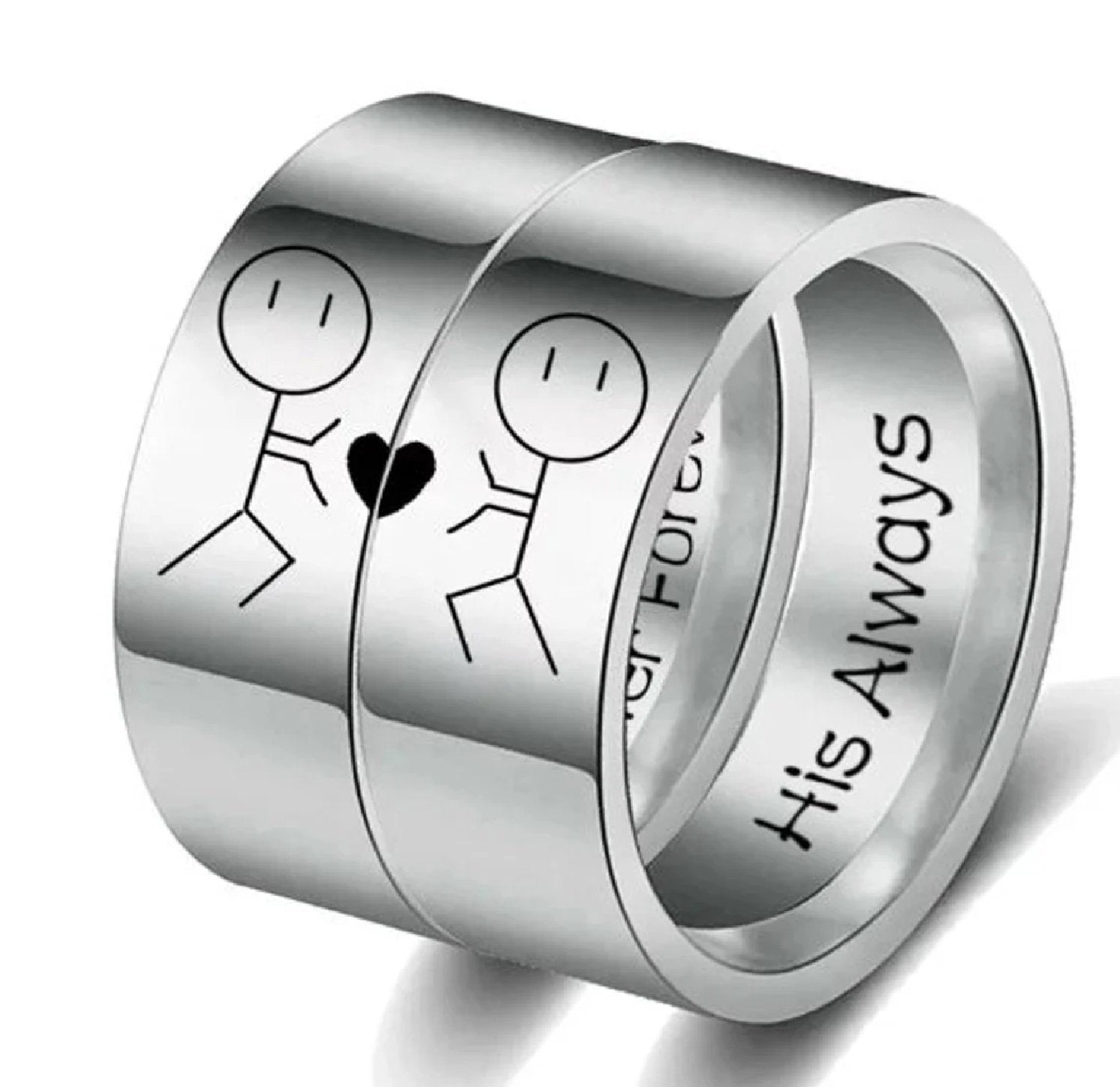 Silver-Plated Promise Couple Ring Set image 1