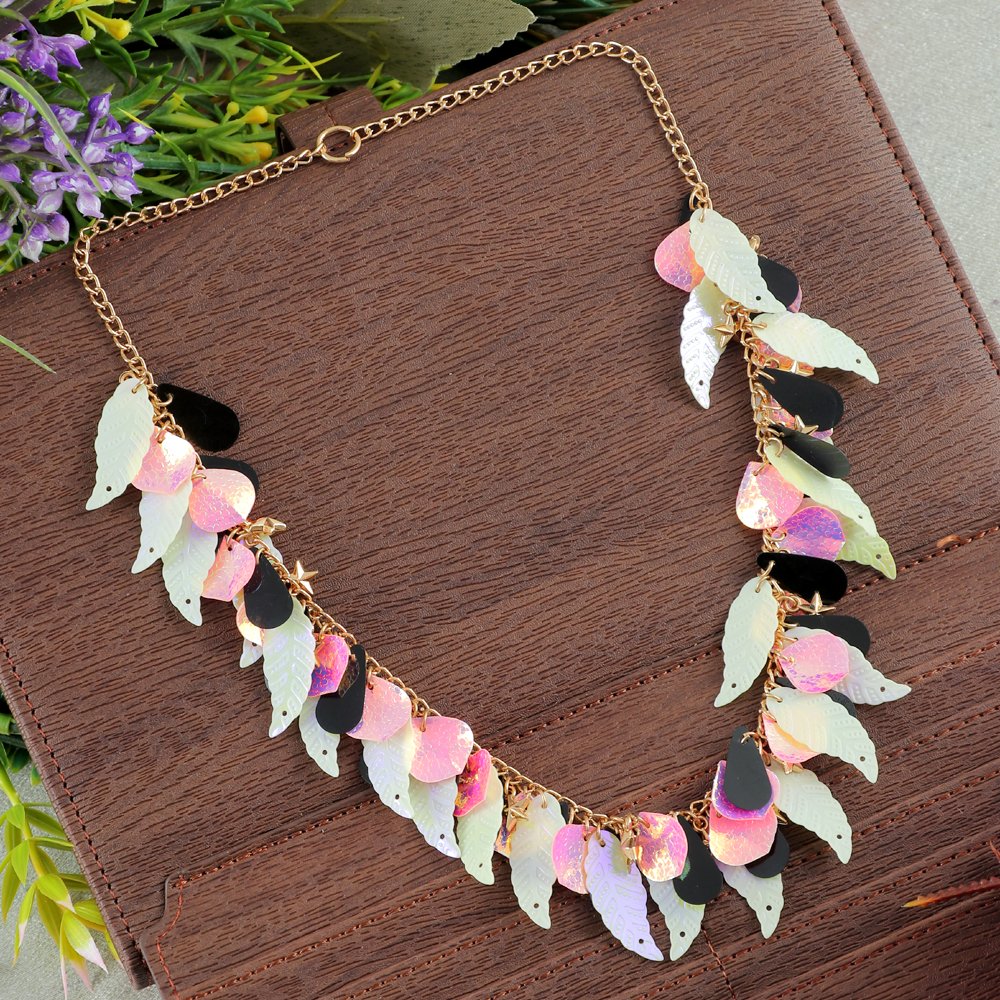 Elegant Multicolor Layered Leaf Necklace image 0