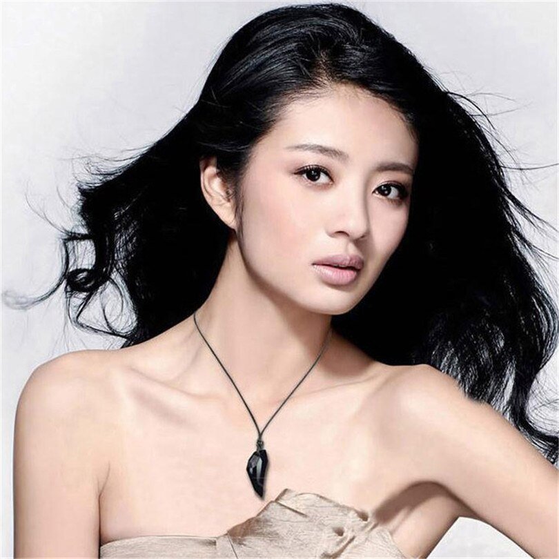 Stylish Black Stone Thread Drawstring Pendant Necklace for Men/Women image 3