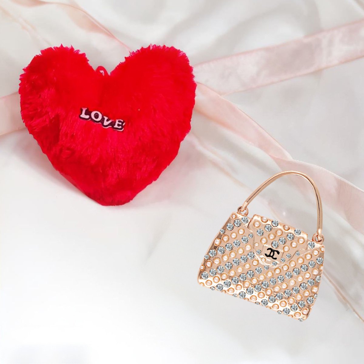 Valentine's Day Combo Set Hand Purse Brooch with Heart Pillow image 0