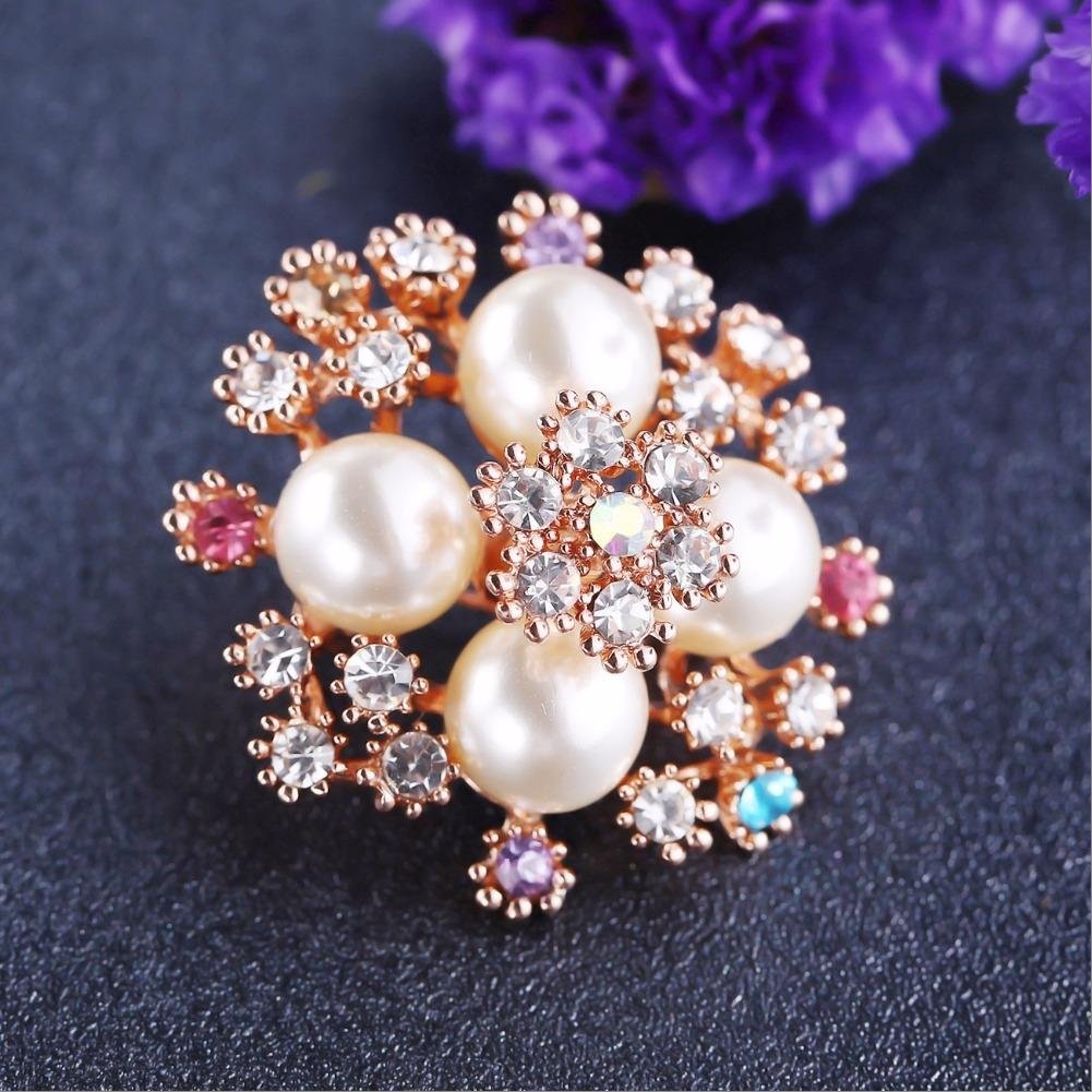 Gold-Plated Pearl/Crystal Brooch Cum Saree Pin image 0