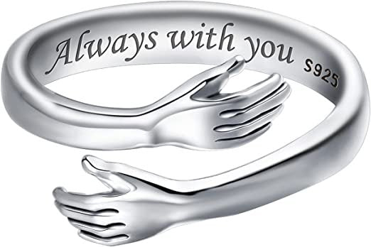 Engraved Silver-Plated Hug Hand Ring Always With You image 2