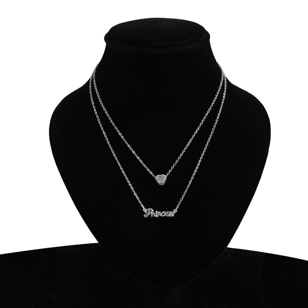 Silver-Plated Princess Name Letter Pendant Chain Necklace image 2