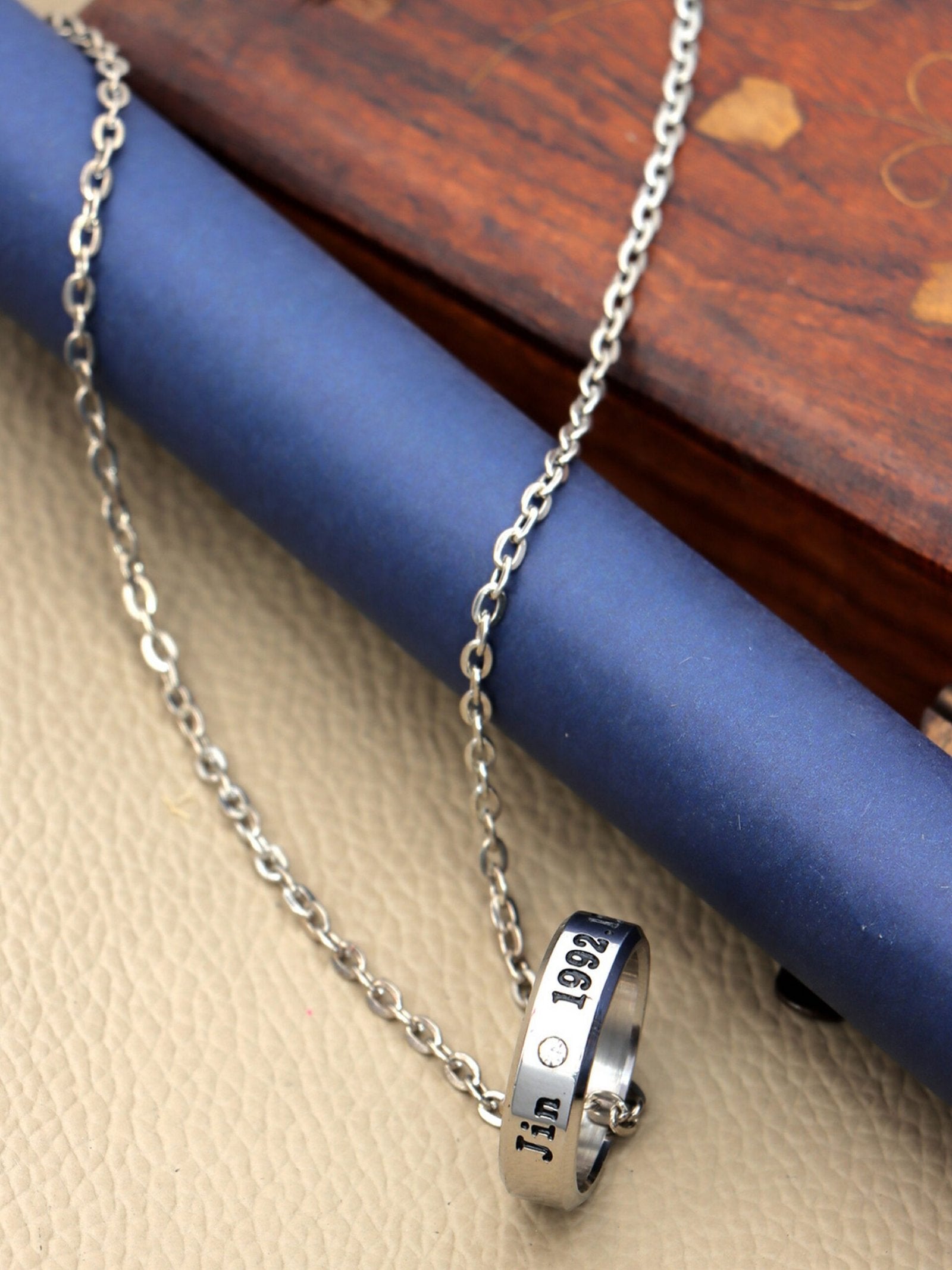 Silver-Plated BTS Kpop Jin Chain Pendant for Men and Women image 0