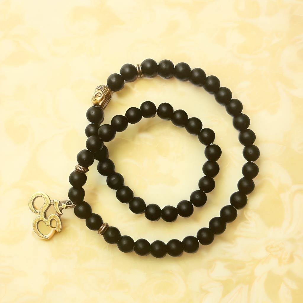 OM Buddha Single Long Onyx Bracelet for Men & Women image 7