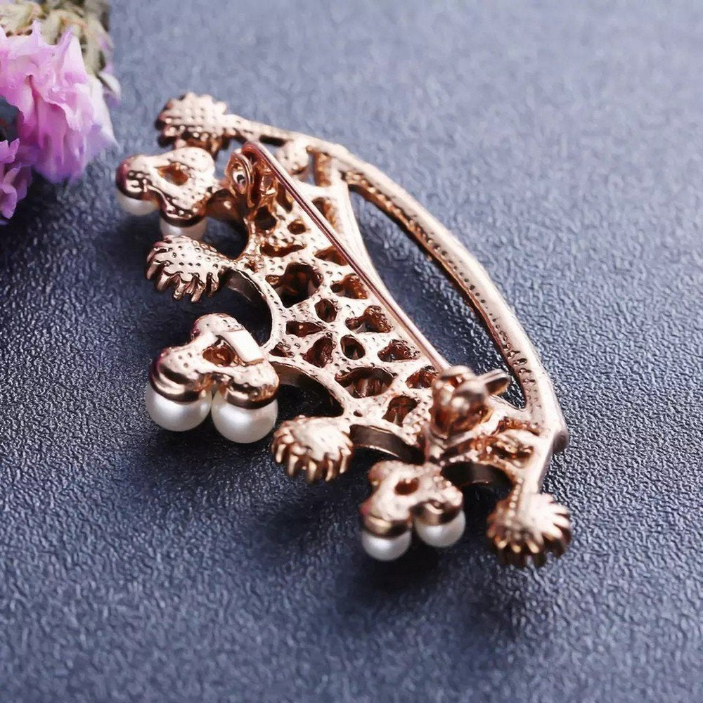 Gold-Plated Pearl/Stone Crown Brooch for Women/Girls image 1
