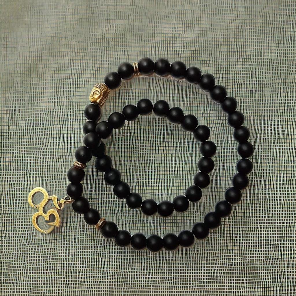 OM Buddha Single Long Onyx Bracelet for Men & Women image 0