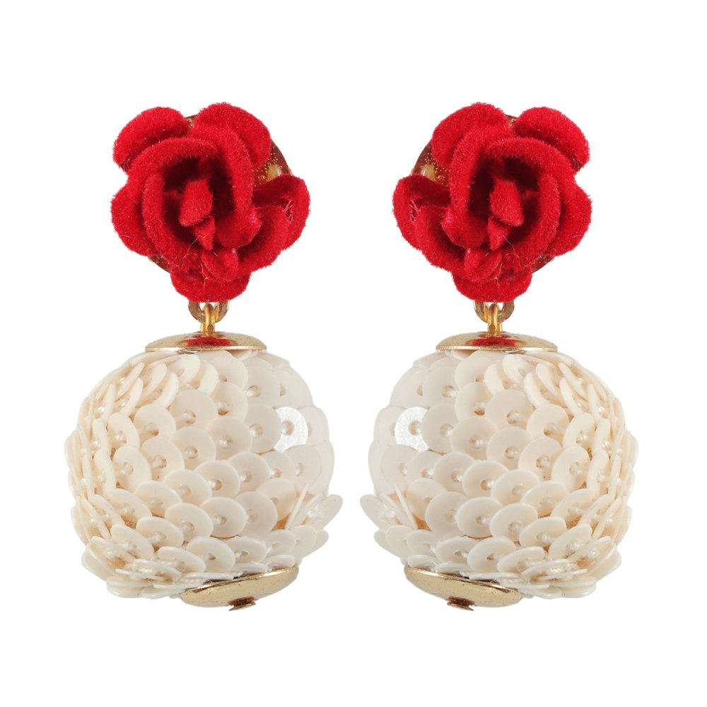 Handcrafted Red Rose Flower Drop/Dangler Earring image 4