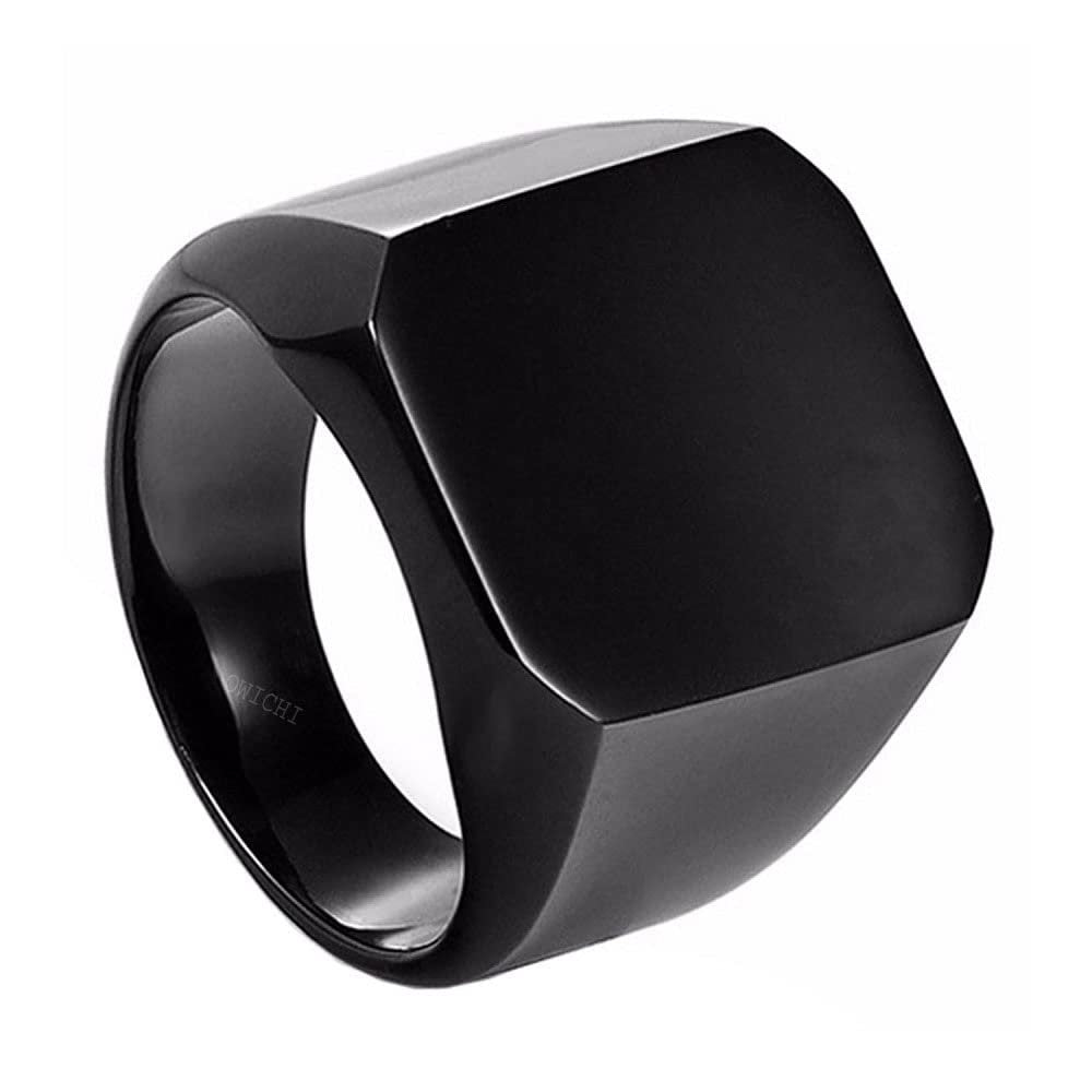 Men's Big Square Black Ring image 0