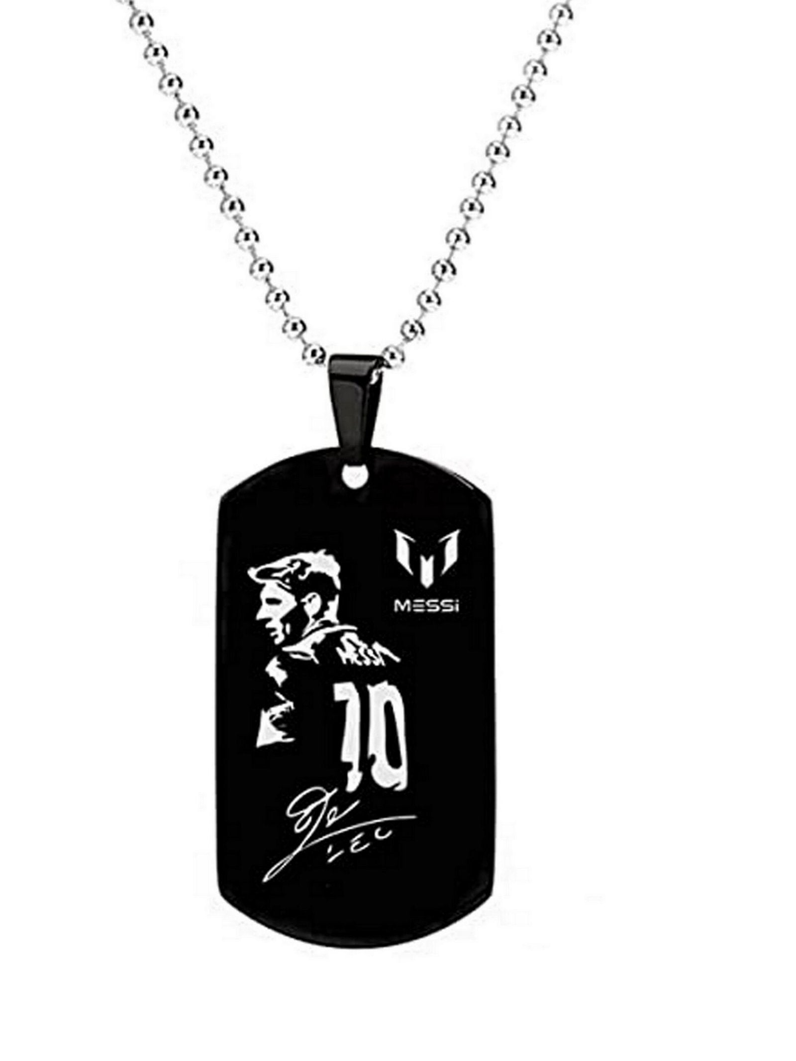 Black Messi Signature Pendant Chain Necklace for Men and Women image 2