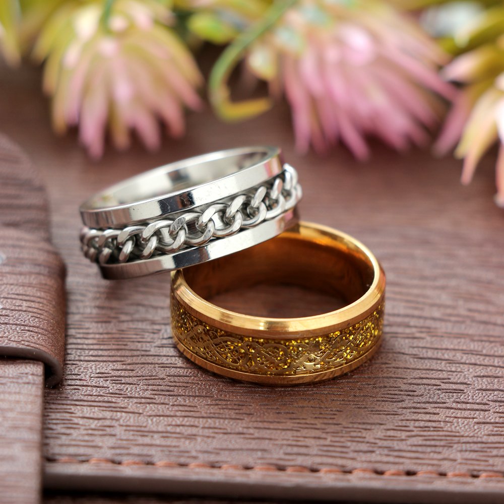 Dragon Spinner Gold & Silver Combo Ring image 0