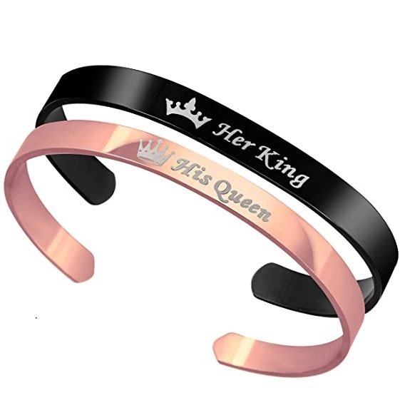 Crowned King and Queen Couple Cuff Bracelet For Men/Women image 1