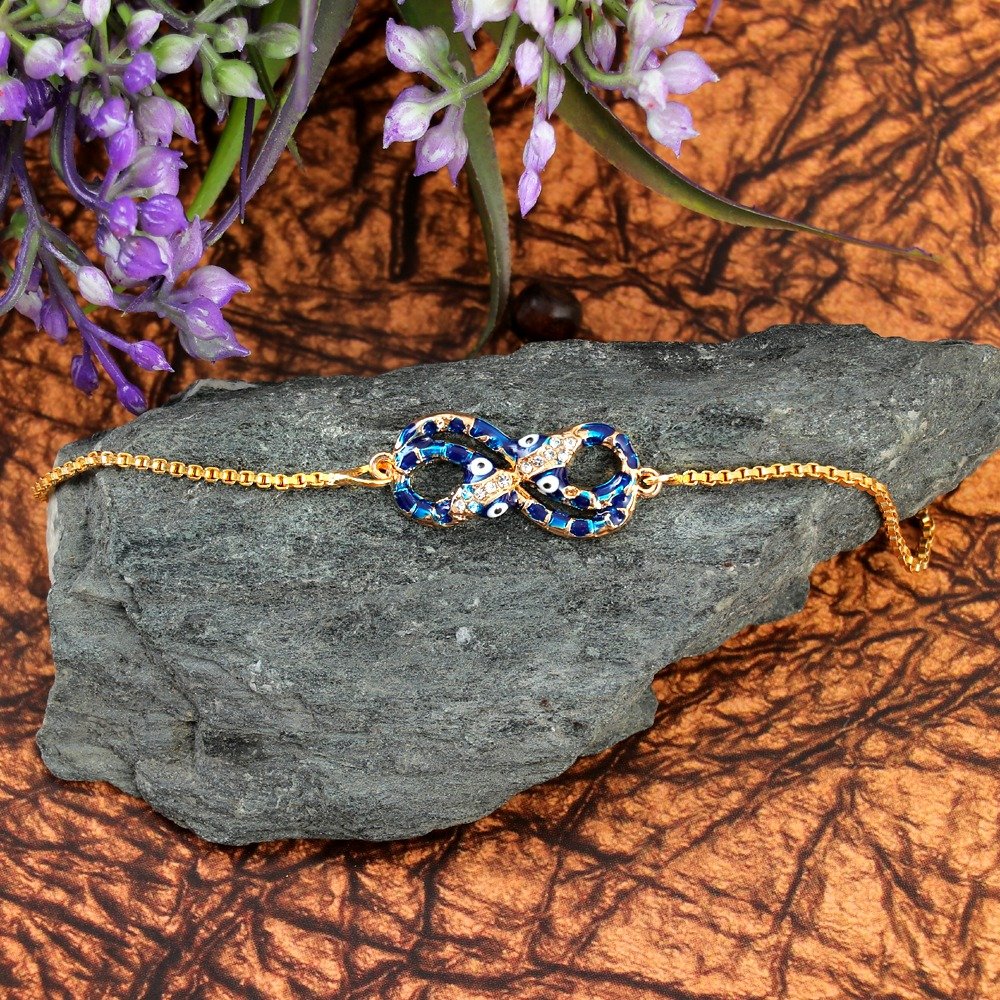 Gold-Tone Infinity Evil Eye Rakhi-Bracelet image 0